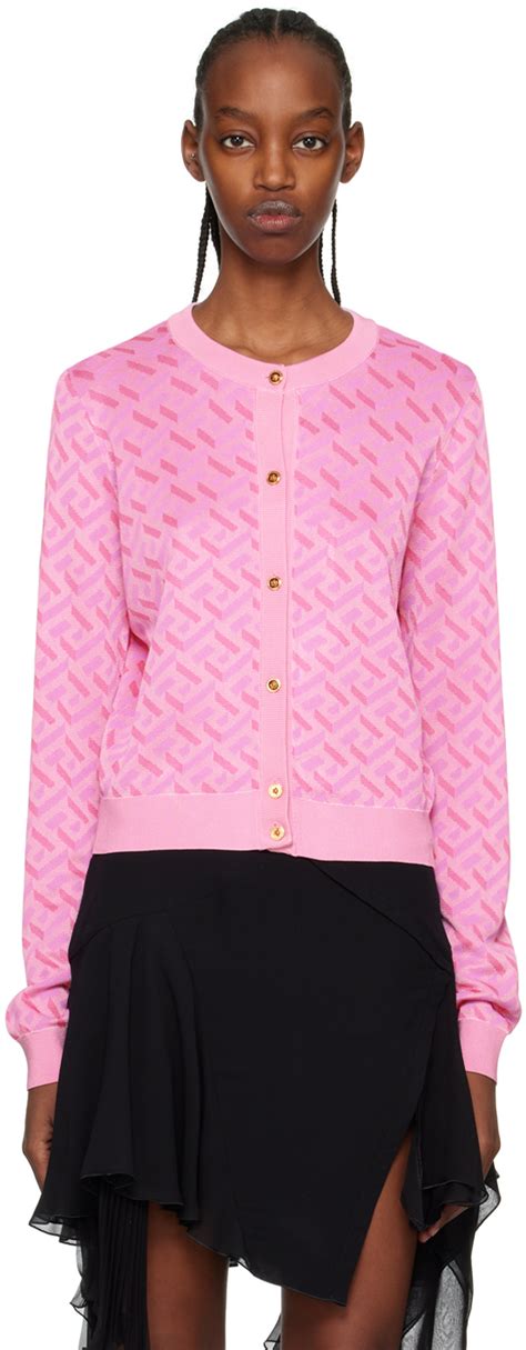 versace black cardigan|pink versace sweater.